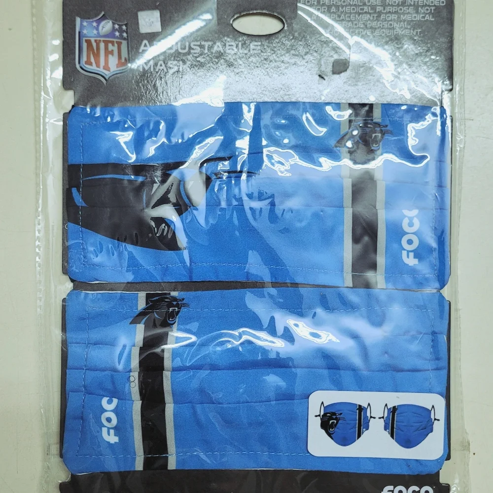 New In Package Carolina Panthers Adult Adjustable Masks Lot Of 6